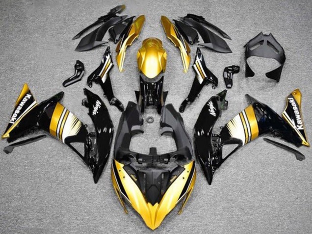 Billige Kawasaki Ninja 650 EX650 Motorrad Verkleidung 2017-2019 - Gold Schwarz Weiss