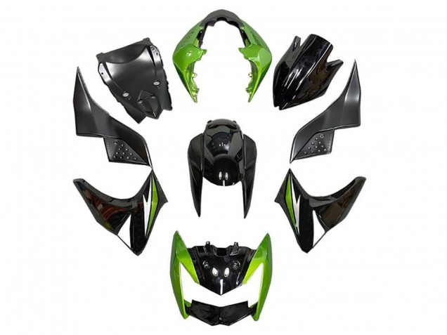 Billige Kawasaki Z1000 Motorrad Verkleidung 2007-2009 - Grun Glanzendes Schwarz Silber