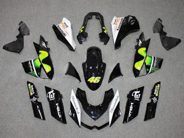 Billige Kawasaki Z1000 Motorrad Verkleidung 2010-2013 - Glanzendes Schwarz Weiss Grun MoviStar Monster