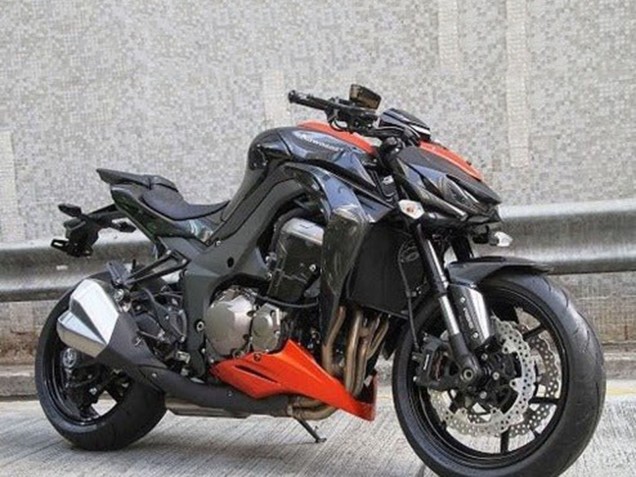 Billige Kawasaki Z1000 Motorrad Verkleidung 2014-2019 - Schwarz Orange