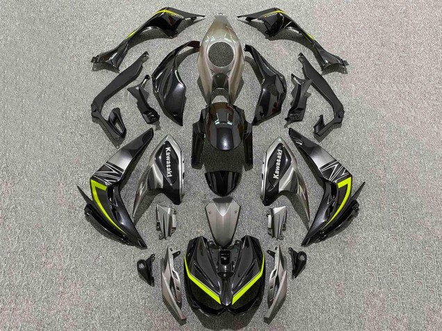 Billige Kawasaki Z1000 Motorrad Verkleidung 2014-2019 - Schwarz Grau Gelb