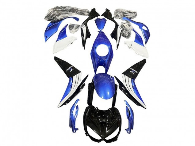 Billige Kawasaki Z1000 Motorrad Verkleidung 2014-2019 - Blau Weiss Glanzendes Schwarz