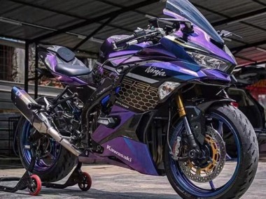 Billige Kawasaki ZX25R ZX-25R Motorrad Verkleidung 2019-2025 - Lila Blau Gold Gradient Bienenwabe
