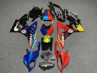 Billige BMW S1000RR Motorrad Verkleidung 2009-2014 - Blau Rot Gelb Schwarz Hai