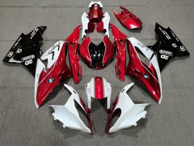 Billige BMW S1000RR Motorrad Verkleidung 2009-2014 - Weiss Rot Glanzendes Schwarz Castrol