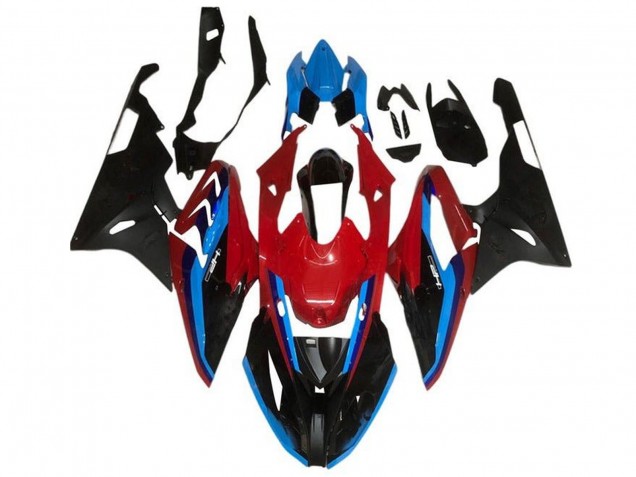 Billige BMW S1000RR Motorrad Verkleidung 2015-2016 - Rot Blau Schwarz Streifen
