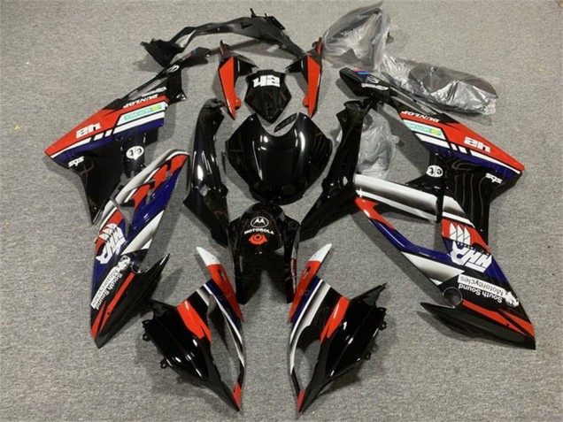 Billige BMW S1000RR Motorrad Verkleidung 2015-2016 - Weiss Rot Blau Glanzendes Schwarz Streifen