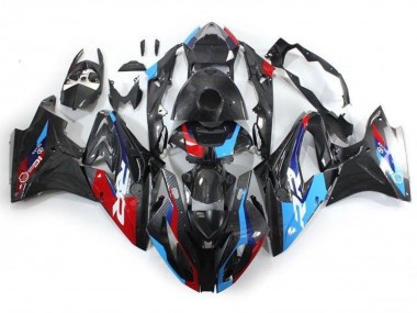 Billige BMW S1000RR Motorrad Verkleidung 2017-2018 - Blau Rot Kunst Carbonfaser