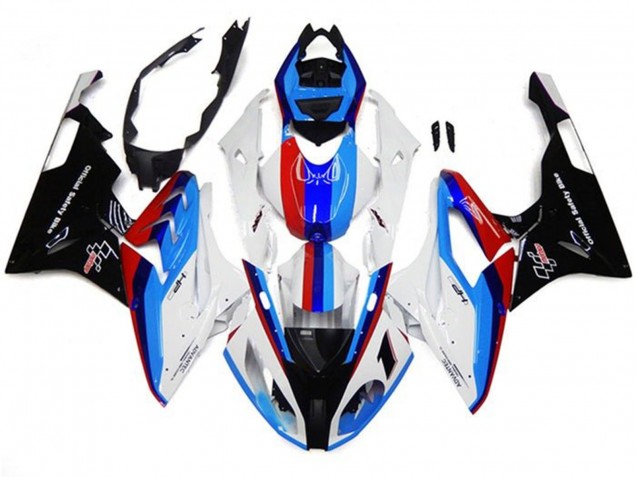 Billige BMW S1000RR Motorrad Verkleidung 2017-2018 - Weiss Blau Rot Schwarz Streifen