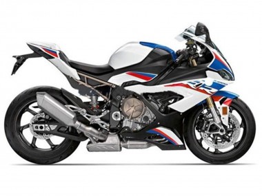 Billige BMW S1000RR Motorrad Verkleidung 2019-2022 - Weiss Blau Rot Streifen
