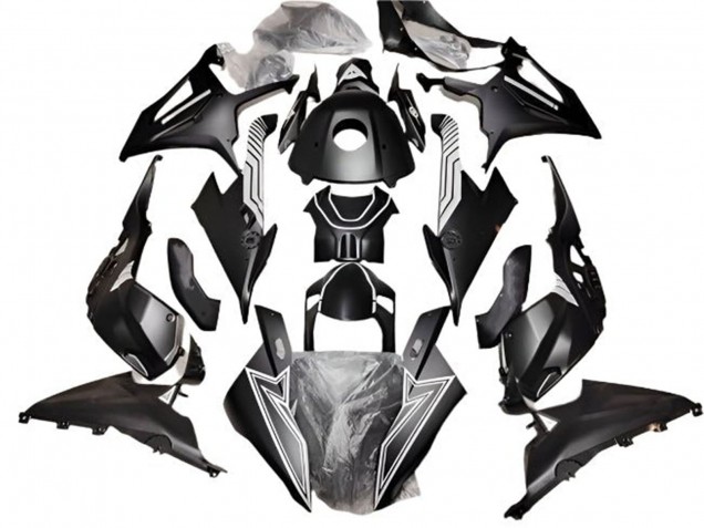 Billige BMW S1000RR Motorrad Verkleidung 2019-2022 - Matt Schwarz Weiss Linie