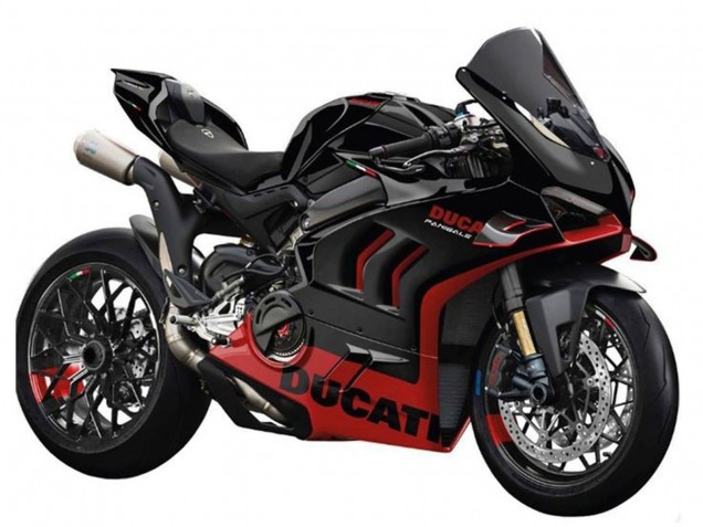 Billige Ducati Panigale V4 V4S Motorrad Verkleidung 2022-2024 - Schwarz Rot
