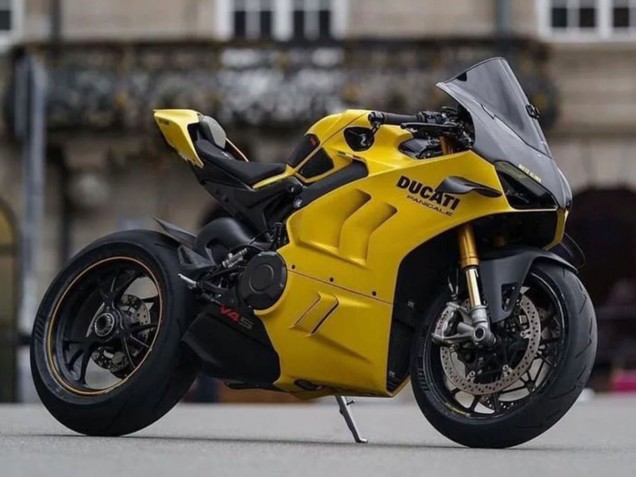 Billige Ducati Panigale V4 V4S Motorrad Verkleidung 2022-2024 - Gelb Schwarz