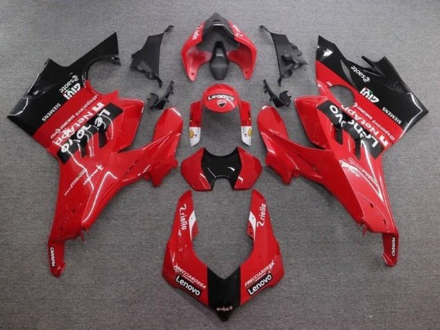 Billige Ducati Panigale V4 V4S Motorrad Verkleidung 2020-2021 - Rot Glanzendes Schwarz Lenovo