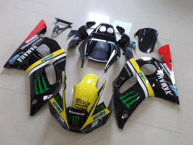 Billige Yamaha YZF R6 Motorrad Verkleidung 1998-2002 - Glanzendes Schwarz Gelb Rot Grun Motul Monster