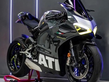 Billige Ducati Panigale V4 V4S Motorrad Verkleidung 2020-2021 - Grau Weiss Gelb Schwarz