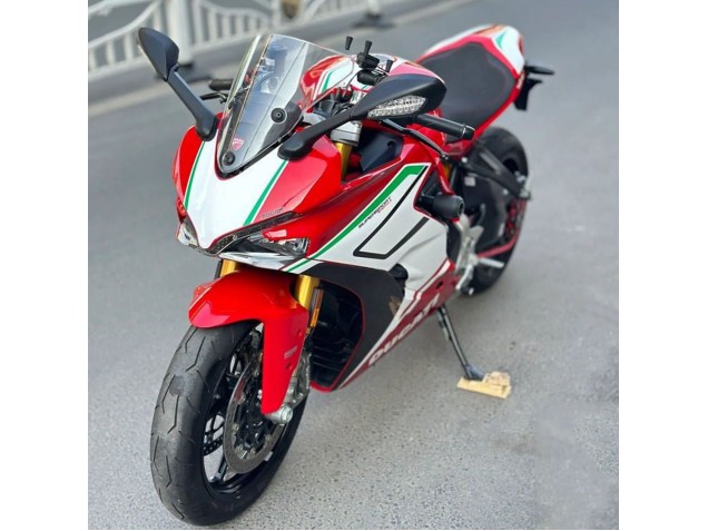 Billige Ducati Supersport 939/939S Motorrad Verkleidung 2017-2022 - Rot Weiss Grun Streifen