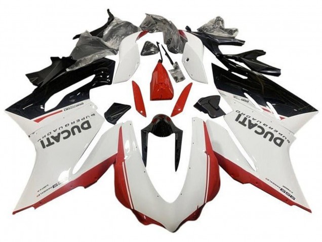 Billige Ducati 959 Motorrad Verkleidung 2015-2020 - Weiss Rot Glanzendes Schwarz