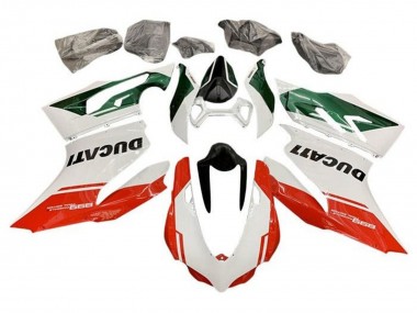 Billige Ducati Panigale 899 Motorrad Verkleidung 2011-2014 - Weiss Grun Rot Streifen