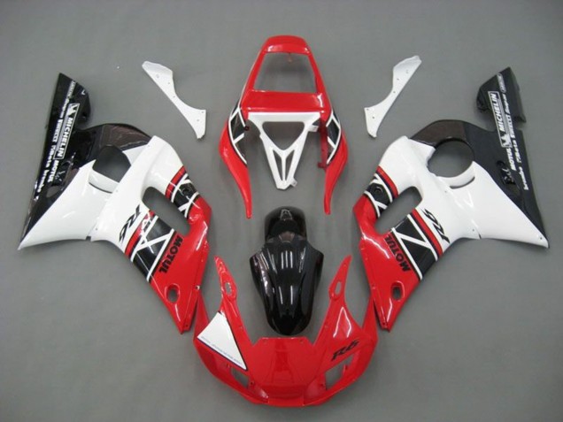 Billige Yamaha YZF R6 Motorrad Verkleidung 1998-2002 - Weiss Rot Glanzendes Schwarz