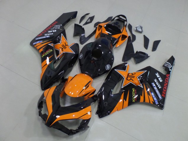Billige Honda CBR1000RR Motorrad Verkleidung 2004-2005 - Orange Glanzendes Schwarz RockStar