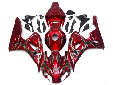 Billige Honda CBR1000RR Motorrad Verkleidung 2006-2007 - Rot Silber Tribal