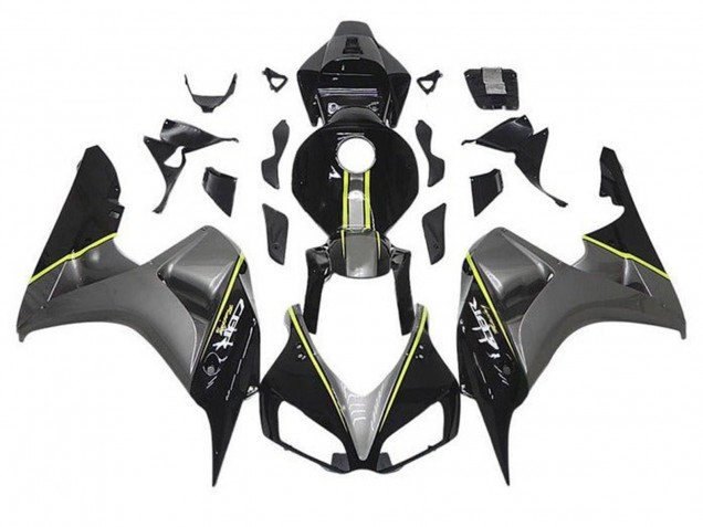 Billige Honda CBR1000RR Motorrad Verkleidung 2006-2007 - Grau Glanzendes Schwarz Gelb Streifen