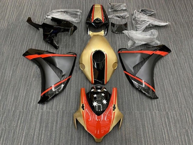 Billige Honda CBR1000RR Motorrad Verkleidung 2008-2011 - Gold Rot Matt Schwarz Stern