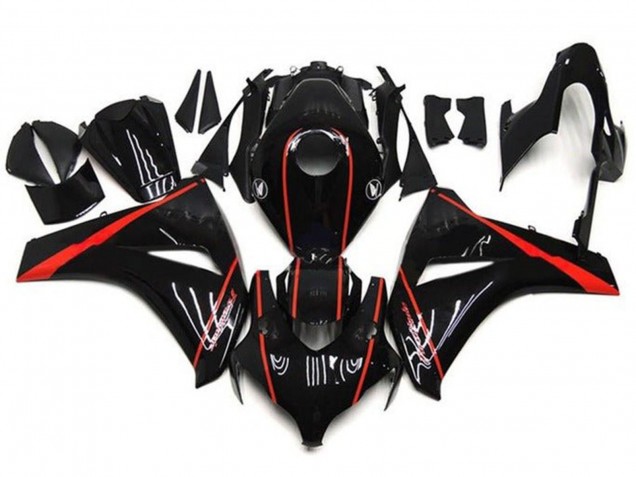 Billige Honda CBR1000RR Motorrad Verkleidung 2008-2011 - Glanzendes Schwarz Rot Streifen