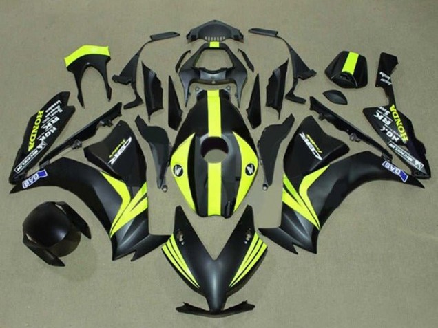 Billige Honda CBR1000RR Motorrad Verkleidung 2012-2016 - Matt Schwarz Gelb Streifen
