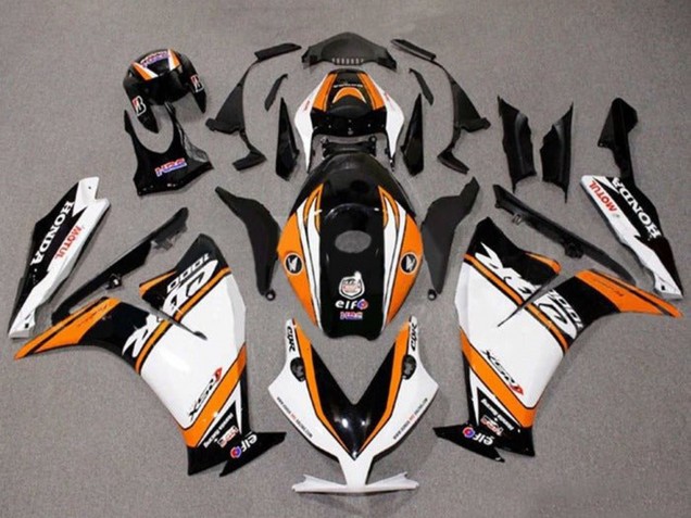 Billige Honda CBR1000RR Motorrad Verkleidung 2012-2016 - Weiss Orange Glanzendes Schwarz
