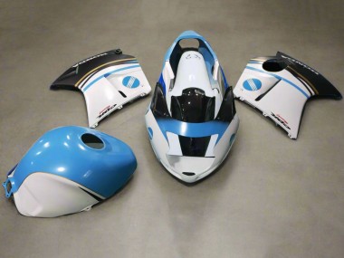 Billige Honda CBR1100XX Blackbird Motorrad Verkleidung 1996-2007 - Weiss Blau Schwarz Konica Minolta
