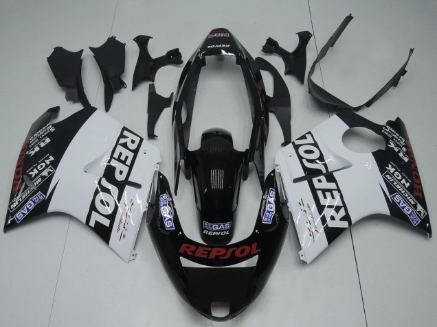 Billige Honda CBR1100XX Blackbird Motorrad Verkleidung 1996-2007 - Glanzendes Schwarz Weiss Rot Repsol