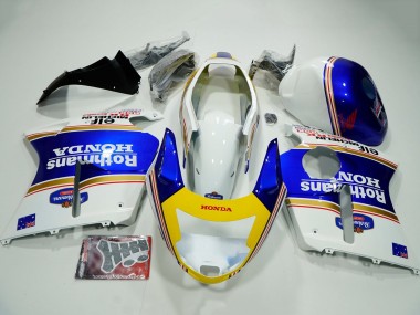 Billige Honda CBR1100XX Blackbird Motorrad Verkleidung 1996-2007 - Weiss Blau Gelb Rothmans