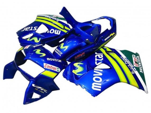 Billige Honda VFR 800 Motorrad Verkleidung 1998-2001 - Blau Grun Weiss MoviStar Castrol HRC Schwarz Prince