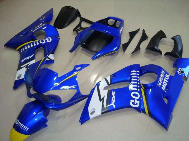 Billige Yamaha YZF R6 Motorrad Verkleidung 1998-2002 - Blau Weiss Gelb Go Motul