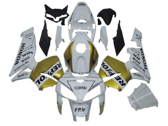 Billige Honda CBR600RR Motorrad Verkleidung 2005-2006 - Weiss Gold Repsol
