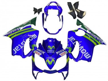 Billige Honda CBR600 F4i Motorrad Verkleidung 2001-2003 - Blau Grun Weiss MoviStar