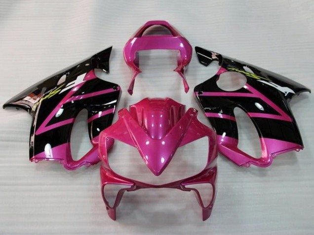 Billige Honda CBR600 F4i Motorrad Verkleidung 2001-2003 - Rosa Glanzendes Schwarz Streifen