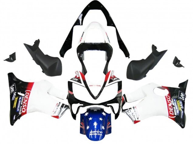 Billige Honda CBR600 F4i Motorrad Verkleidung 2001-2003 - Weiss Blau Rot Glanzendes Schwarz Denso Stern