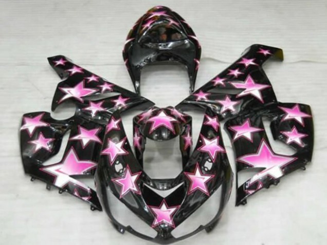 Billige Kawasaki ZX6R Motorrad Verkleidung 2005-2006 - Schwarz Rosa Stern