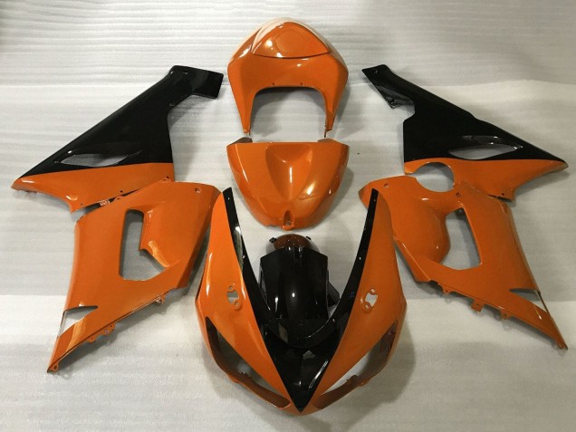 Billige Kawasaki ZX6R Motorrad Verkleidung 2005-2006 - Orange Schwarz