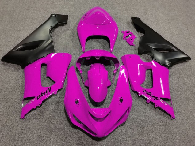 Billige Kawasaki ZX6R Motorrad Verkleidung 2005-2006 - Rosa Matt Schwarz