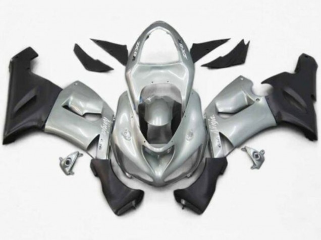 Billige Kawasaki ZX6R Motorrad Verkleidung 2005-2006 - Silber Matt Schwarz
