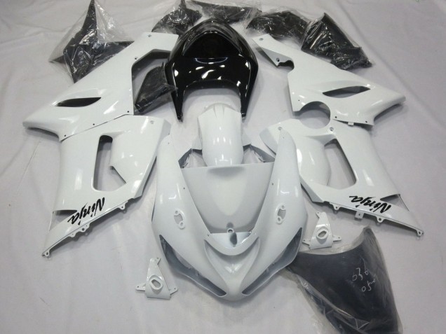 Billige Kawasaki ZX6R Motorrad Verkleidung 2005-2006 - Weiss Schwarz