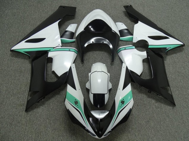 Billige Kawasaki ZX6R Motorrad Verkleidung 2005-2006 - Weiss Schwarz Grun