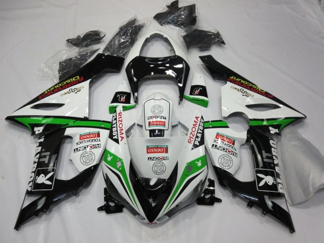 Billige Kawasaki ZX6R Motorrad Verkleidung 2005-2006 - Weiss Schwarz Grun Rot Rizoma Playboy