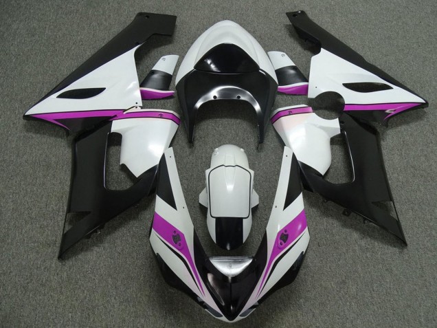 Billige Kawasaki ZX6R Motorrad Verkleidung 2005-2006 - Weiss Schwarz Rosa