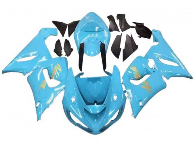Billige Kawasaki ZX6R Motorrad Verkleidung 2005-2006 - Hellblau Gold
