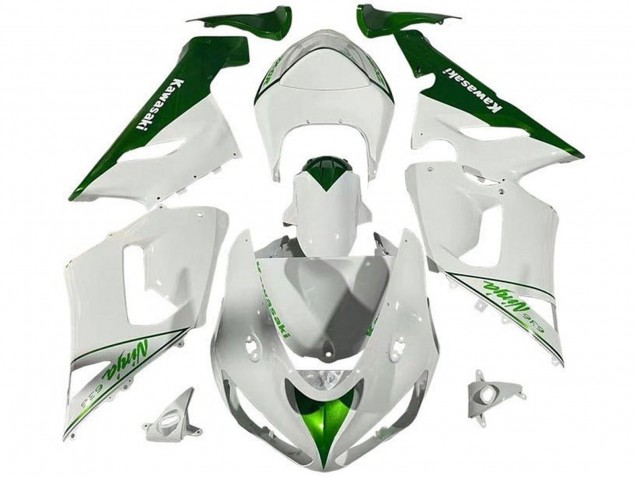 Billige Kawasaki ZX6R Motorrad Verkleidung 2005-2006 - Weiss Grun